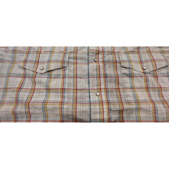 Men's‎ XL Wrangler Wrinkle Resist Plaid Pearl Snap Shirt Short Sleeve - Picture 3 of 7